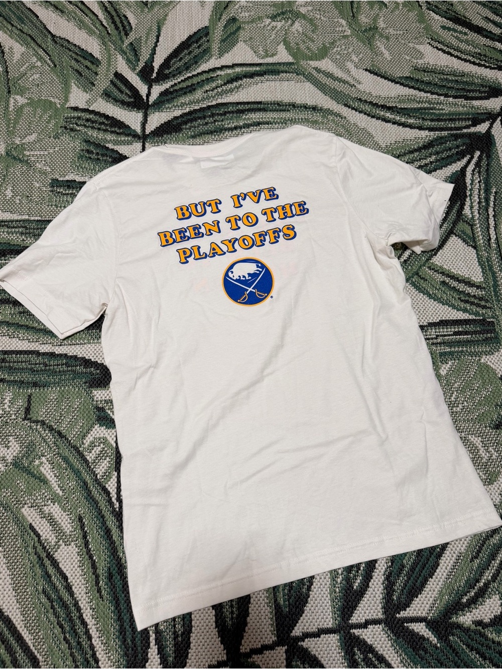 Buffalo Sabres 'But I've Been to the Playoffs' White Graphic Tee Large Heaven